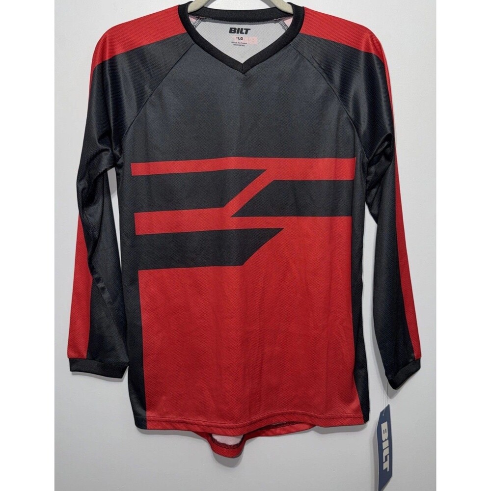 BILT Motocross Dirt Bike Jersey Shirt Size Youth large Red Black Off Road